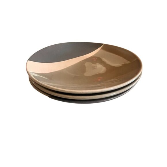 3 Baum Bros. Metro Salad Plates 8.5"  Gray, Biege, Green Minimalist Discontinued - Picture 2 of 4